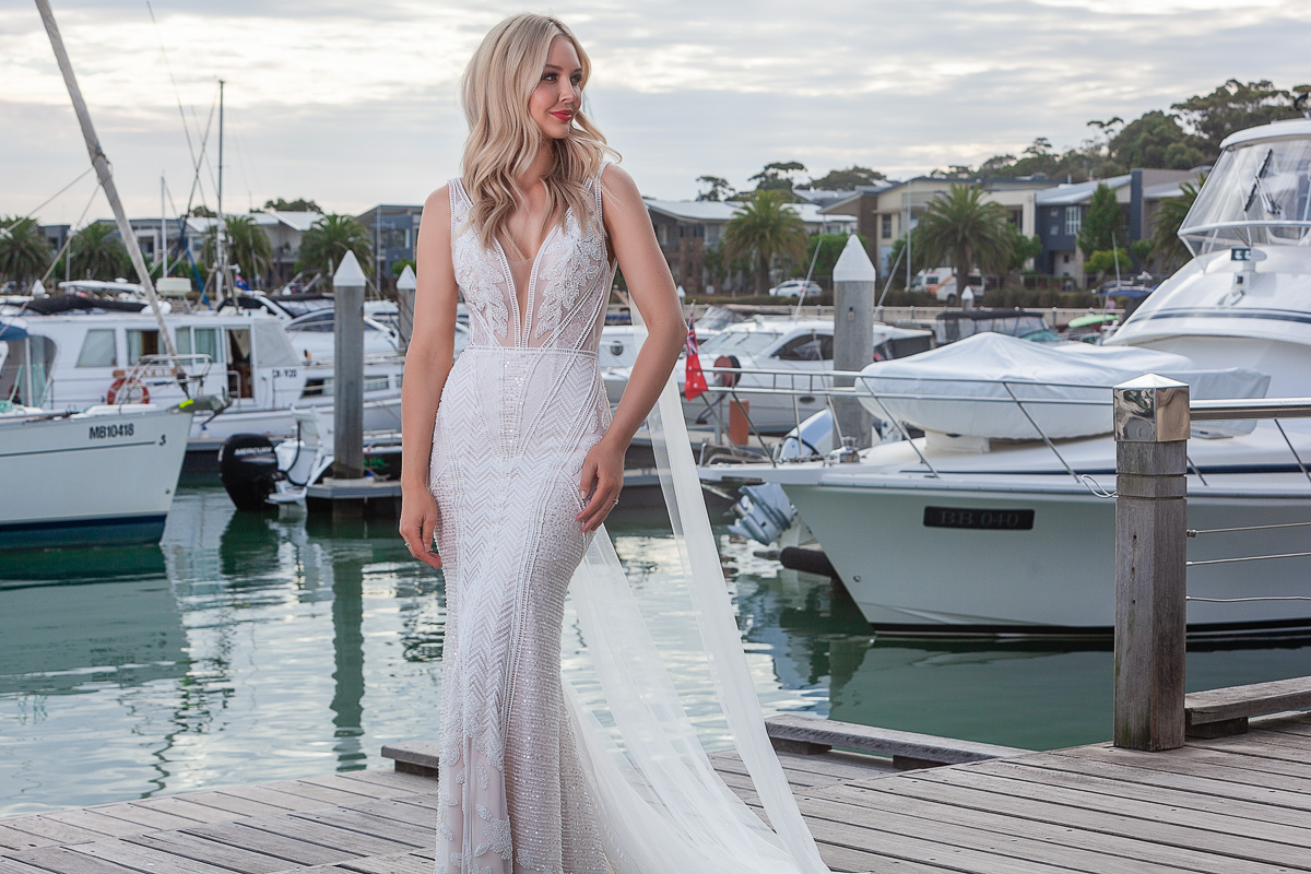 Fitted sleek style wedding dress Melbourne