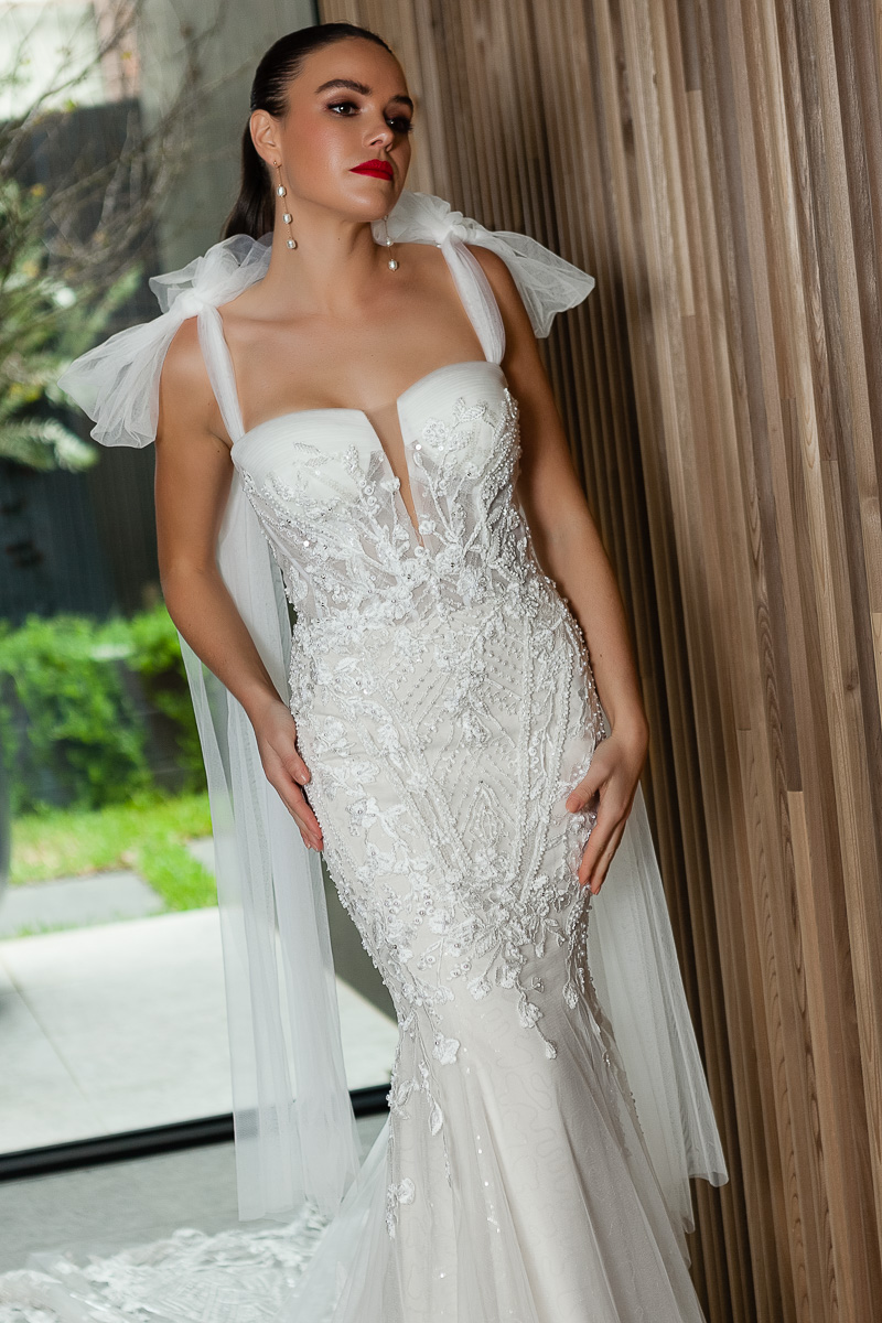 hand beaded wedding gown Melbourne