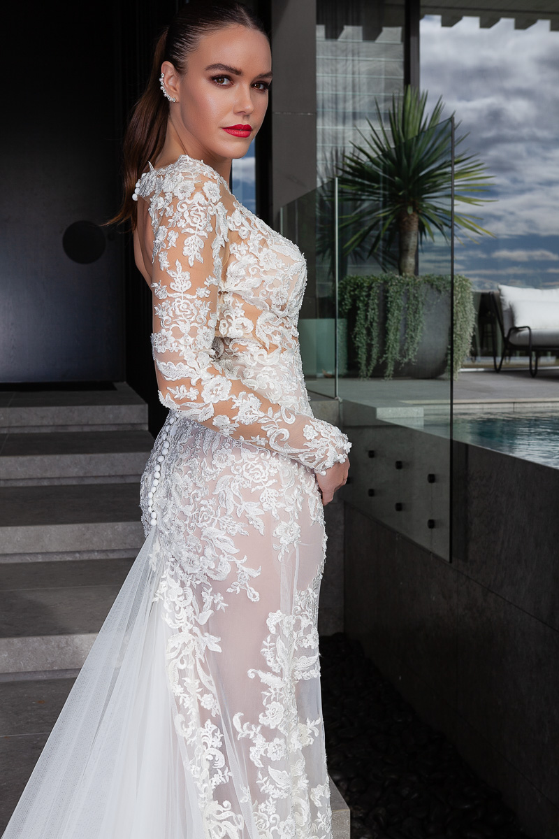 long sleeve lace wedding gown Melbourne