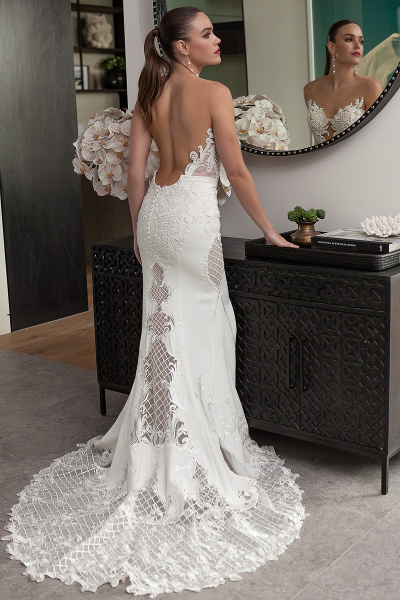 2024 low back beaded wedding dress Melbourne